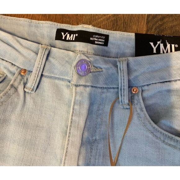 YMI Womens Curvy Fit Ultra High Rise Skinny Light Blue Jeans Size 7/28‎ - Picture 5 of 12